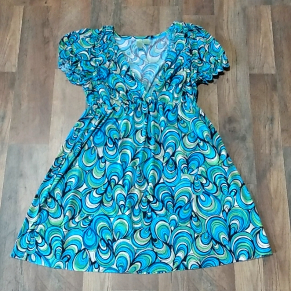 Johnny Martin Peacock Swirl Dress Women's Size: 9